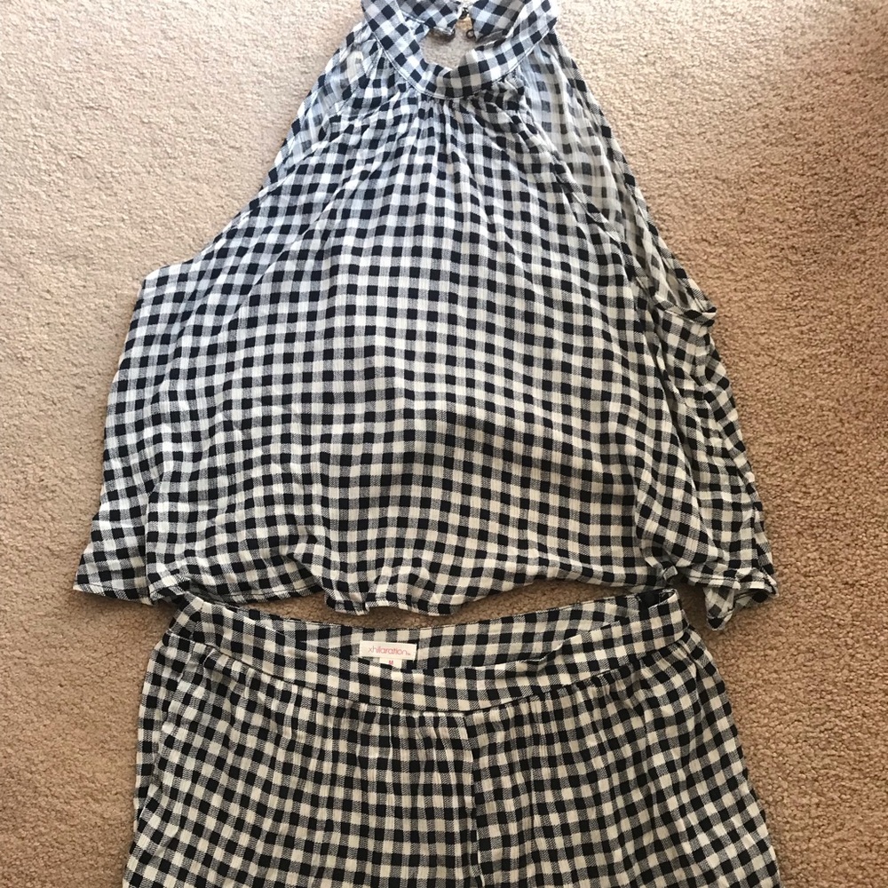 Xhilaration Navy Blue Gingham Shorts Set